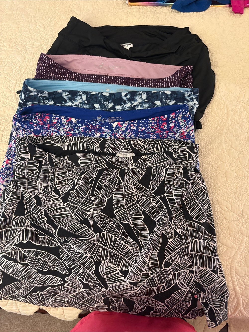 Bundle 5 Assorted Women's Skorts - Black & Multicolor Prints.